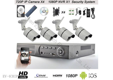 720P 4CH dirigem a câmera do CCTV, gravador de vídeo 500G da rede de sistema da câmara de segurança do IP